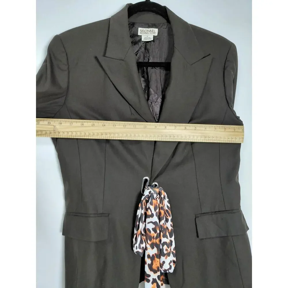 Michael Kors Wool Blend Brown Blazer Stretch Jacket Women Size 12
